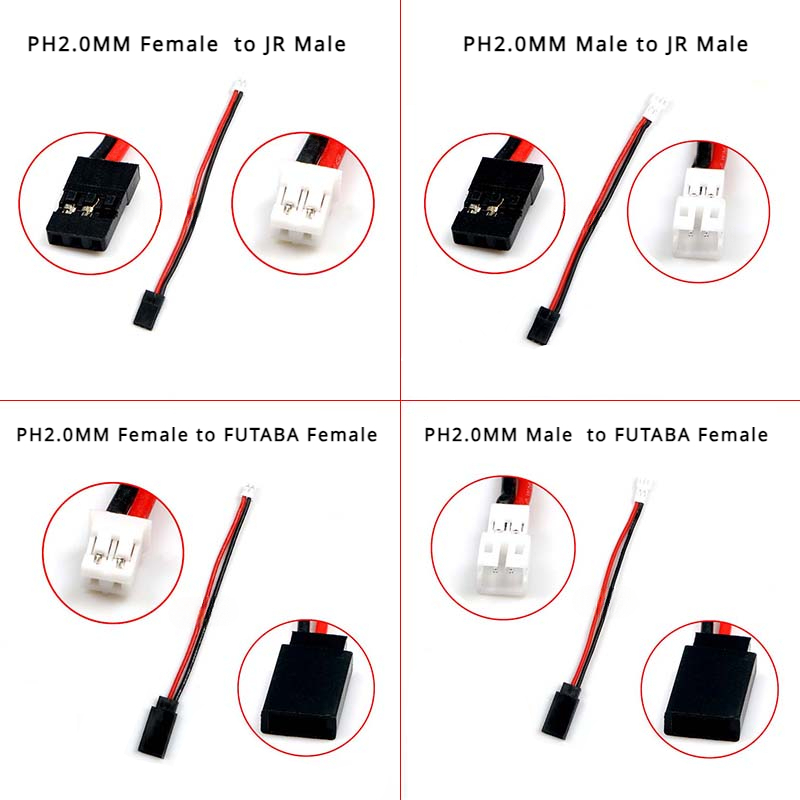 Rc Hobby Grade - 1/5/10 pçs/lote ph2.0 macho/fêmea para jr/futaba