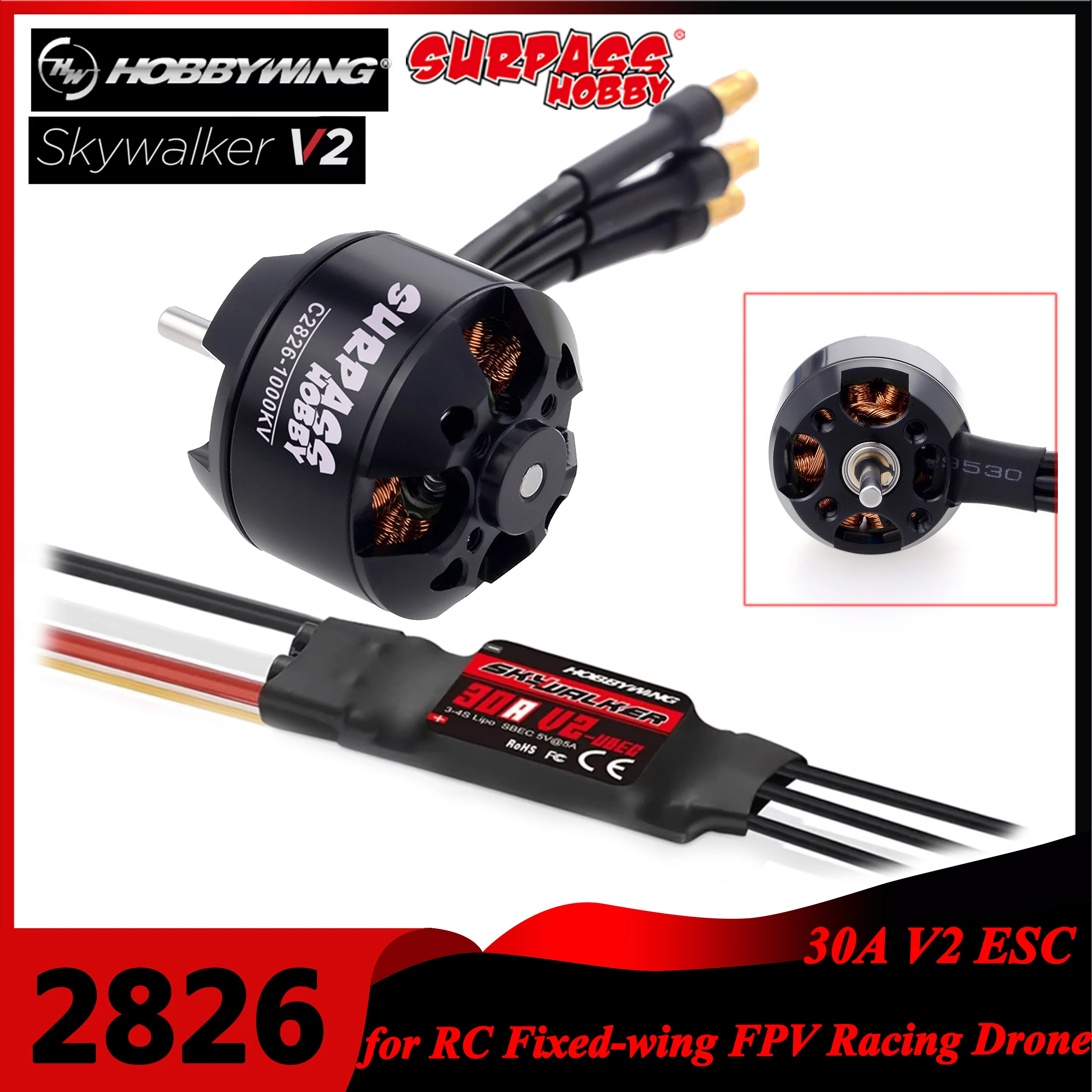 Surpass Hobby 2826 1000KV 1350 - Rc Hobby Wing avaliação e preço