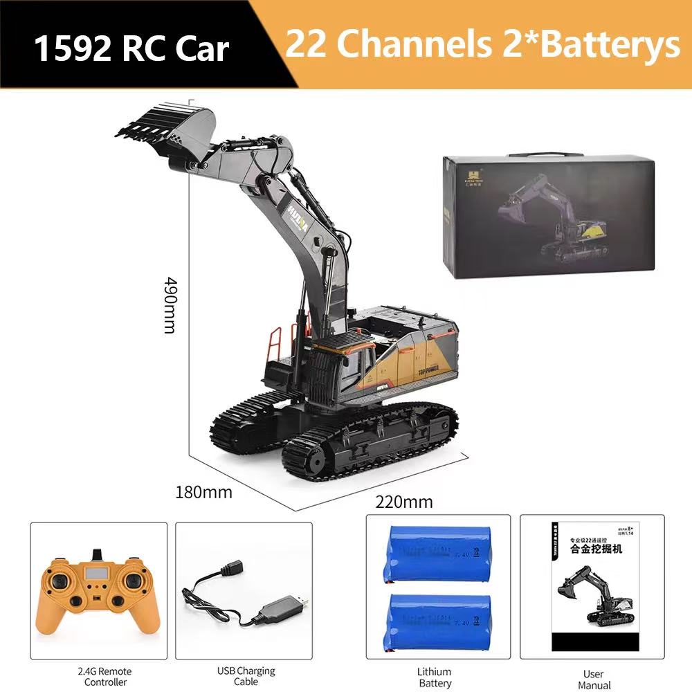 HUINA 1592 Escala 1/14, 22 Can - Rc Excavator Hydraulic avaliação e preço
